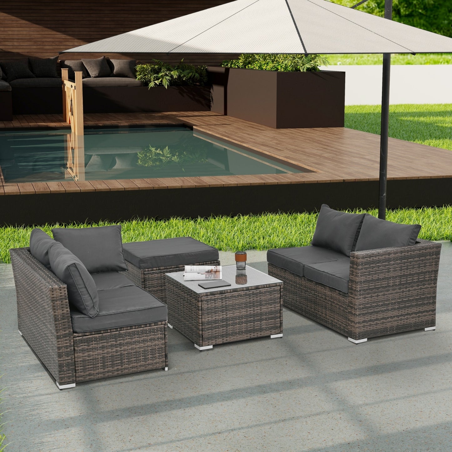 Patio Furniture, 4 Set Wicker Furniture With Temper