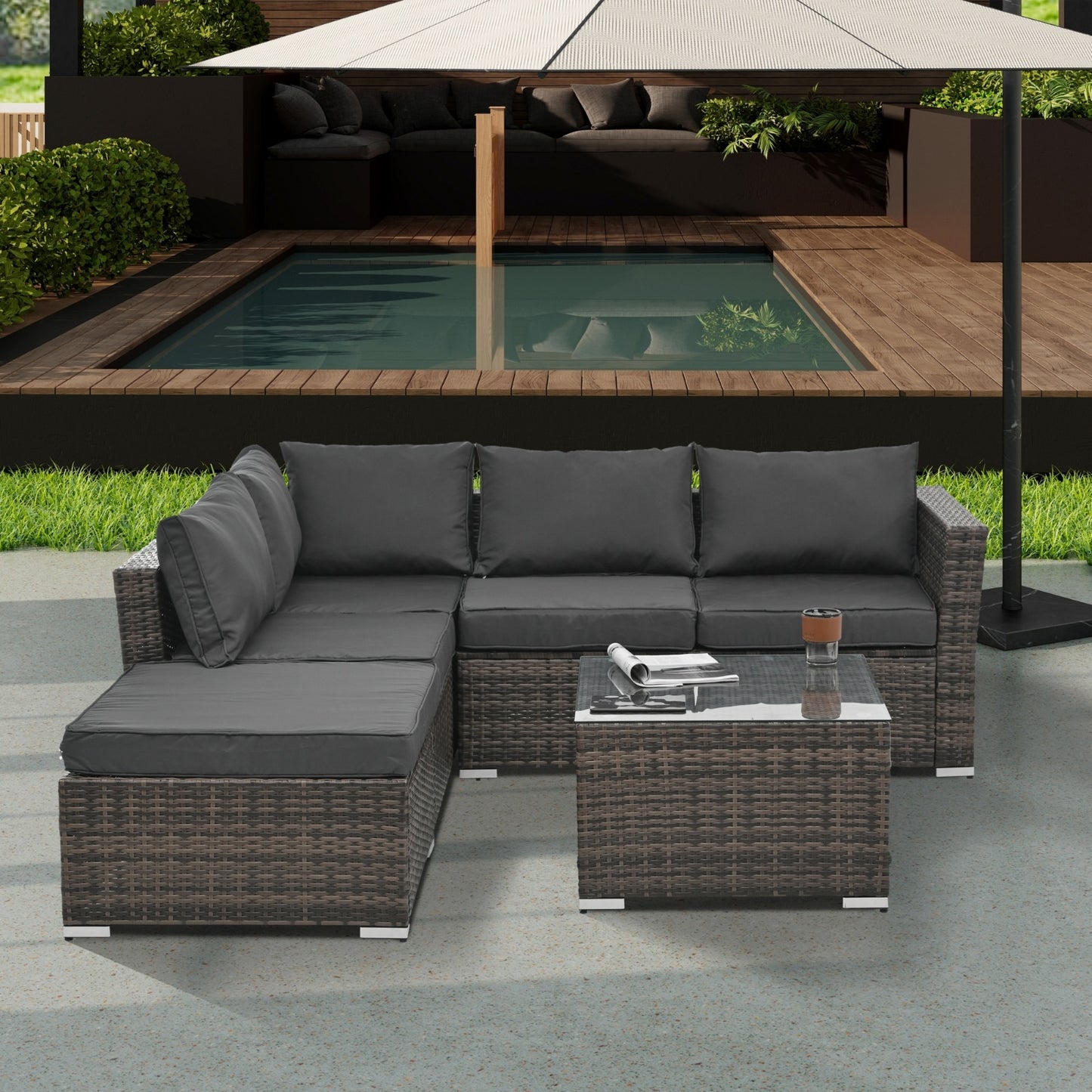 Patio Furniture, 4 Set Wicker Furniture With Temper