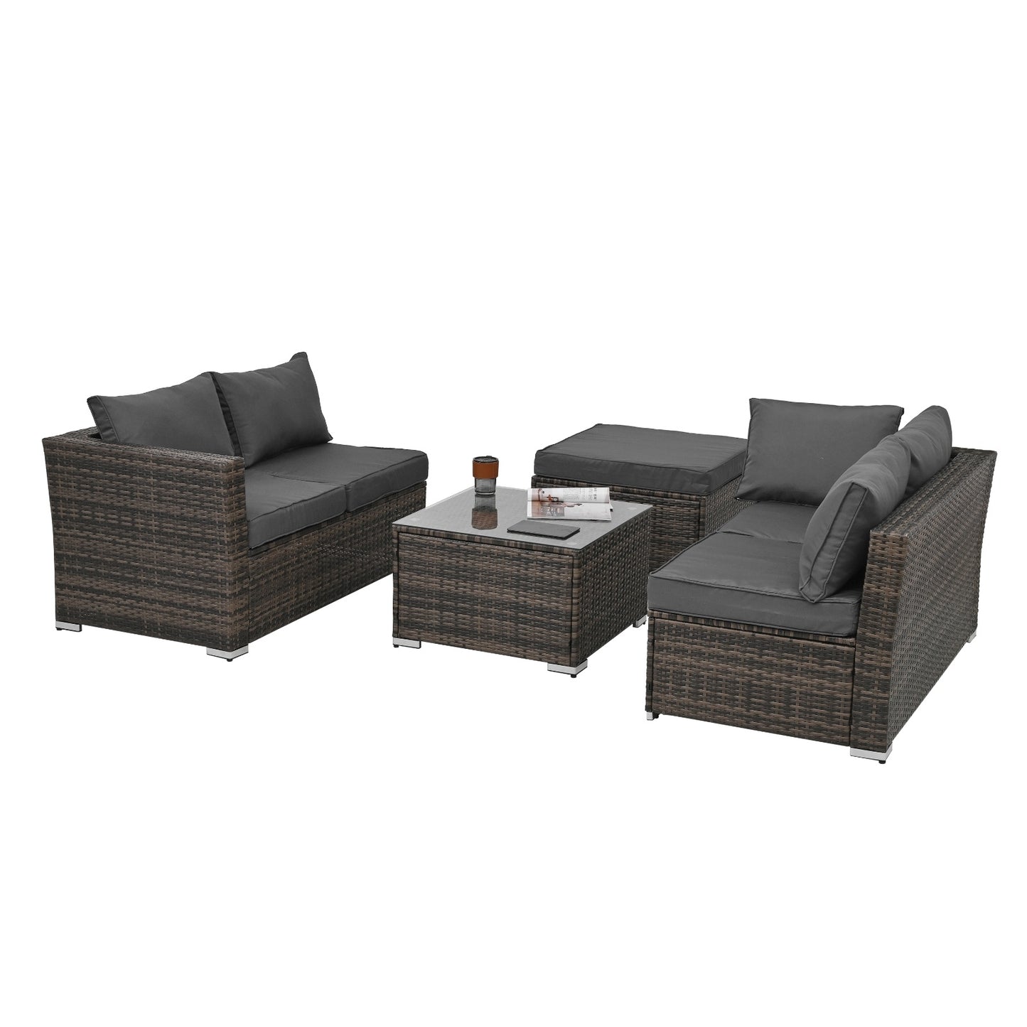 Patio Furniture, 4 Set Wicker Furniture With Temper