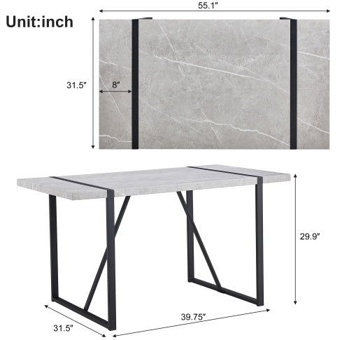 Modern Dining Table, 55 Inch Kitchen Table