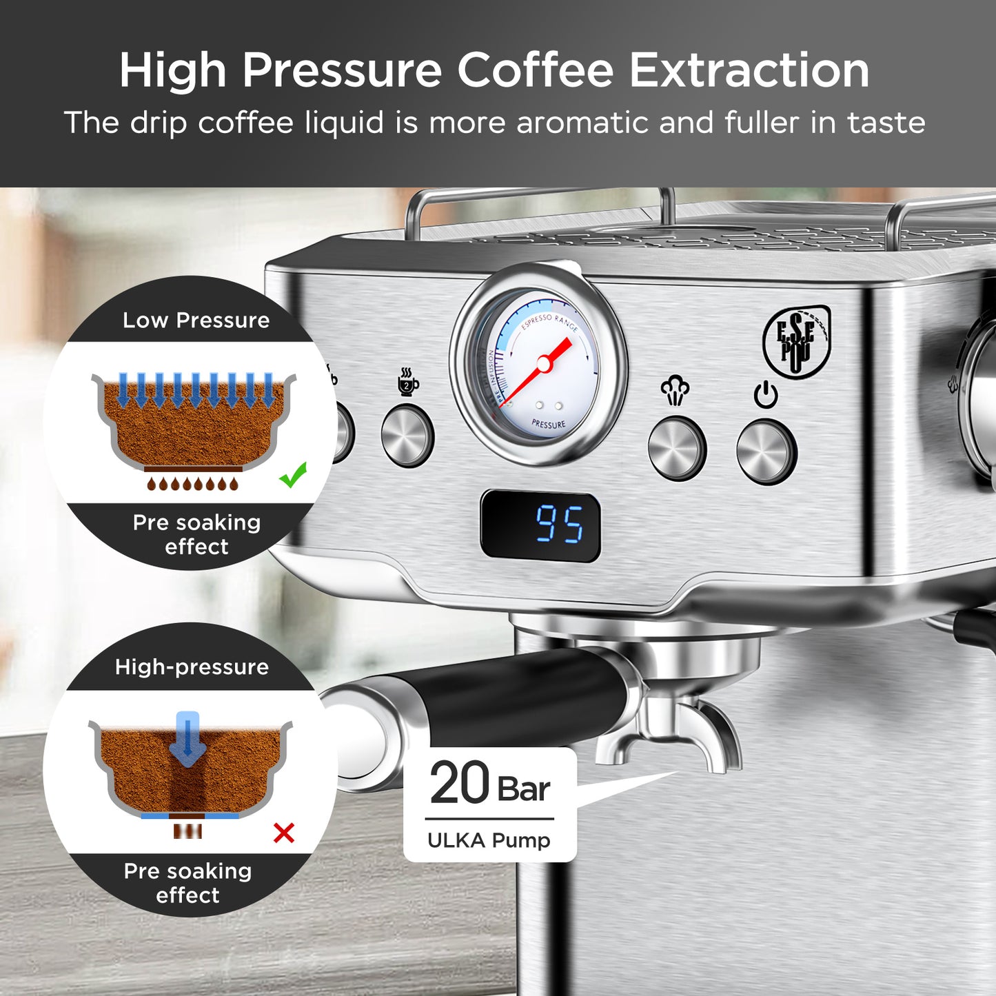 20 Bar Professional Espresso Machine With Milk Frother