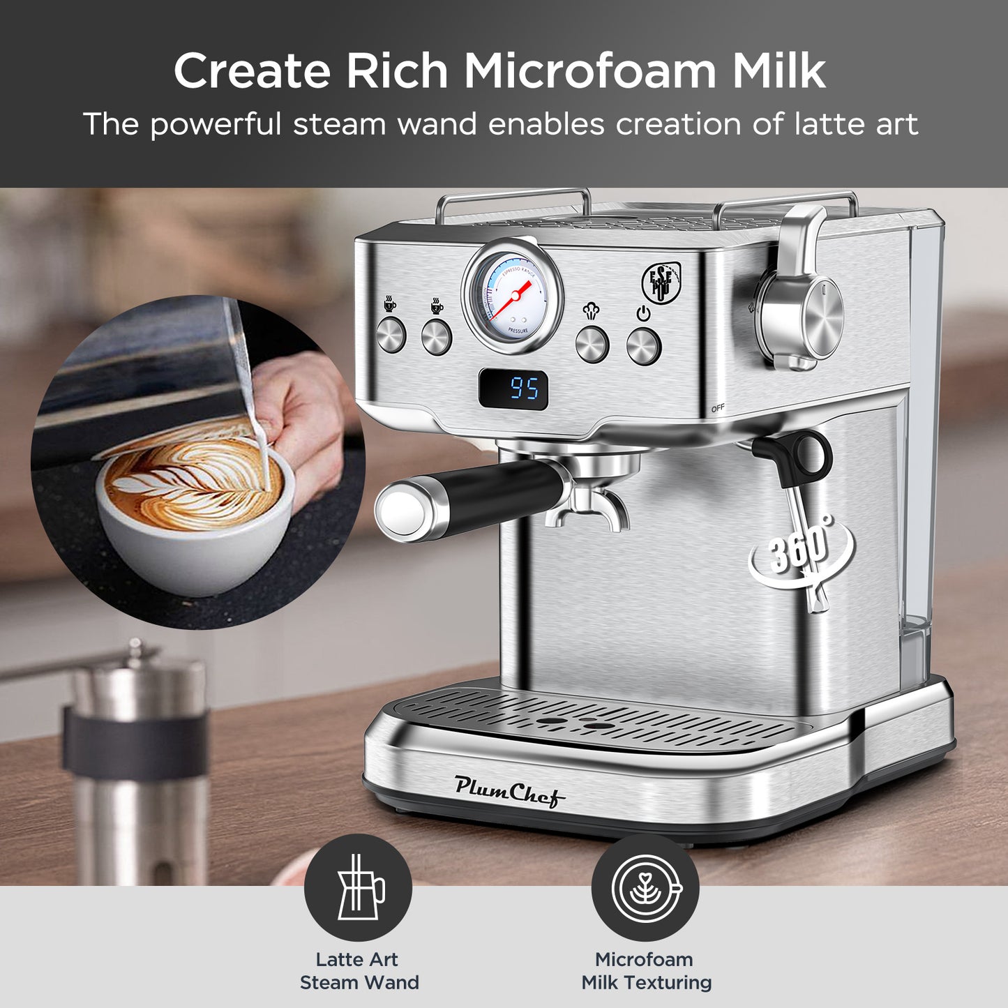 20 Bar Professional Espresso Machine With Milk Frother