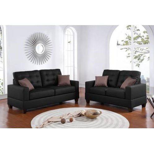 Living Room Furniture 2pc Sofa Set Black