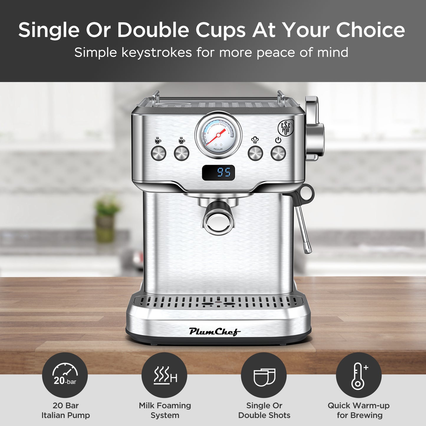 20 Bar Professional Espresso Machine With Milk Frother